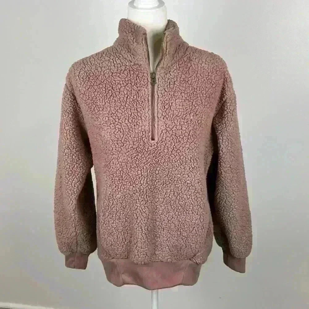 American Eagle Pink/Purple Quarter Zip Sherpa Size XS
